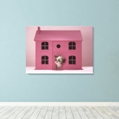 Toile Chiot sortant de la maison de poupée (Insitu (Plancher de Bois))