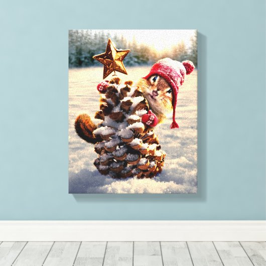 Toile Chipmunk Avec Pine Cone Tree (Insitu (Plancher de Bois))