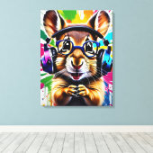 Toile Chipmunk dans les casques, graffiti (Insitu (Plancher de Bois))
