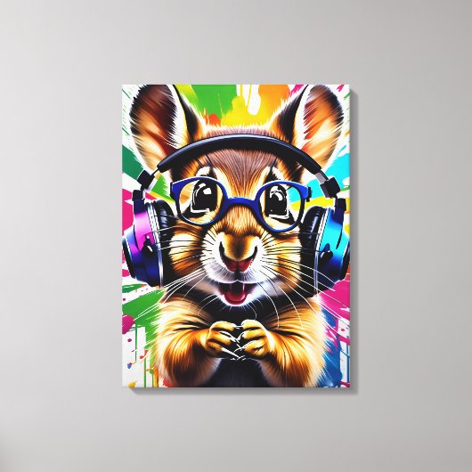 Toile Chipmunk dans les casques, graffiti (Recto)