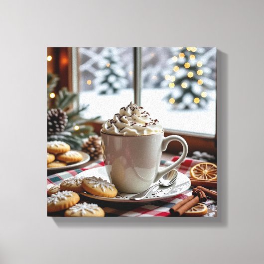 Toile Chocolat chaud et biscuits à sucre Noël festif (Recto)