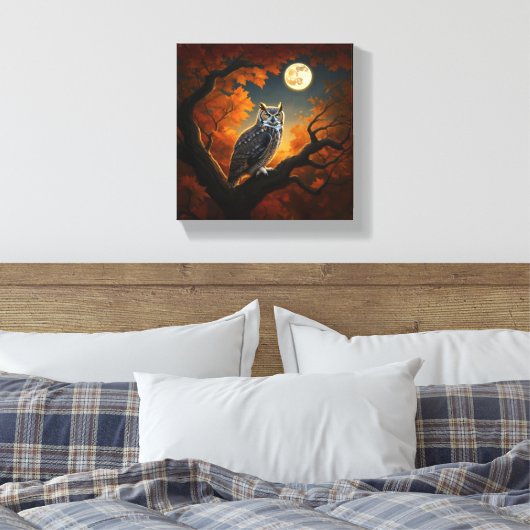 Toile Chouette à cornes en automne (Insitu(Chambre))