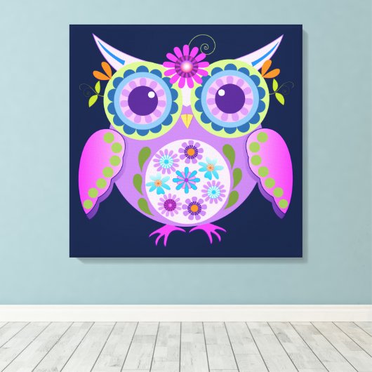 Toile Chouette à fleurs décorative (Insitu (Plancher de Bois))