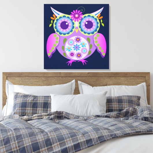 Toile Chouette à fleurs décorative (Insitu(Chambre))