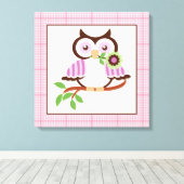 Toile Chouette à ressort mignonne sur une feuille de can (Insitu (Plancher de Bois))