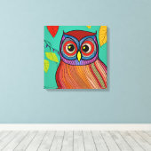 Toile Chouette Abstraite aux couleurs éclatantes (Insitu (Plancher de Bois))