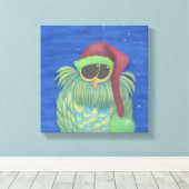 Toile Chouette adorable avec chapeau de Santa (Insitu (Plancher de Bois))