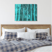 Toile Chouette de la forêt grunge bleu (Insitu(Chambre))