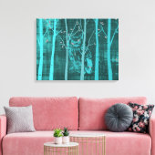 Toile Chouette de la forêt grunge bleu (Insitu(Salon))
