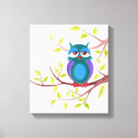 Chouette endormie mignonne sur un arbre Peinture d