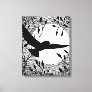Toile Chouette et croix de lune éclos