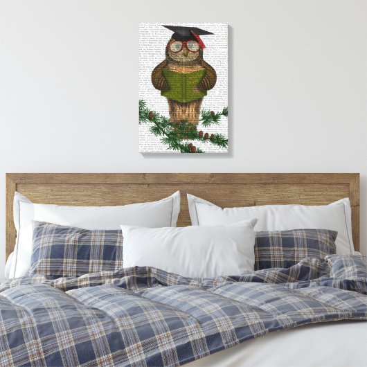 Toile Chouette Lecture Sur Branche (Insitu(Chambre))
