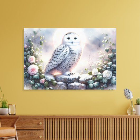 Toile Chouette neigeuse dans le jardin d'hiver Lune (Insitu(Salon))
