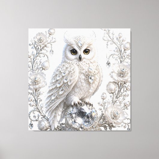Toile Chouette Perle de Cristal Blanc (Recto)