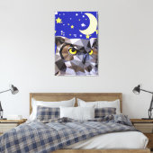 Toile Chouette polygonale et ciel étoilé (Insitu(Chambre))