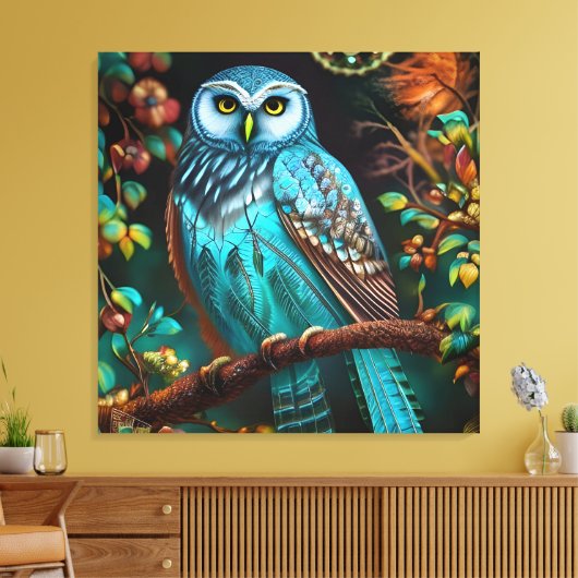 Toile Chouette turquoise (Insitu(Salon))