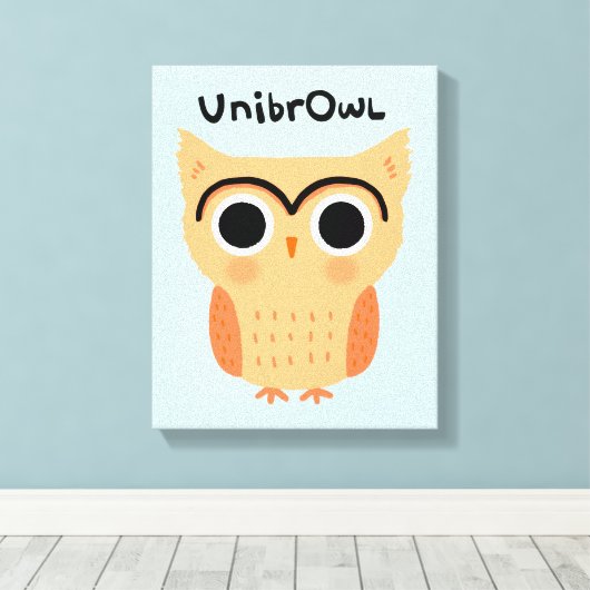 Toile Chouette unibrow UnibrOwl | Chouette à sourcils mi (Insitu (Plancher de Bois))