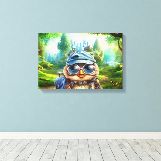 Toile Chouette voyageuse dans une forêt enchantée (Insitu (Plancher de Bois))