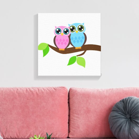 Toile Chouettes romantiques douces (Insitu(Salon))