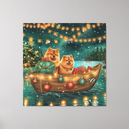 Toile Chow Chow Noël Festive Voyage (Recto)