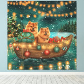 Toile Chow Chow Noël Festive Voyage (Insitu (Plancher de Bois))