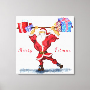 Toile Christmas Canvas Print Gift Bodybuilder Santa Fun