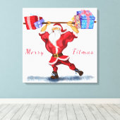 Toile Christmas Canvas Print Gift Bodybuilder Santa Fun (Insitu (Plancher de Bois))