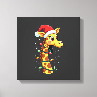 Toile Christmas Giraffe Santa Hat Lights Giraffe Men Wom