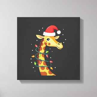 Toile Christmas Giraffe Santa Hat Lights Giraffe Men Wom