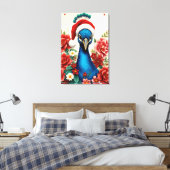 Toile Christmas Peacock in Bloom Premium Wrapped Canvas (Insitu(Chambre))