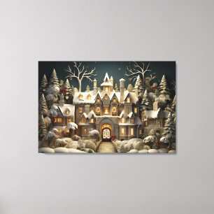 Toile Christmas Snowy Manor Storybook Wonderland