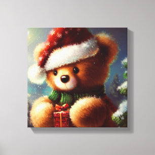 Toile Christmas Teddy Bear 2