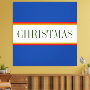Toile CHRISTMAS Texte Festif Alpine Bleu Bleu Blancs