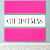 Toile CHRISTMAS Texte Festif Bright Pink White Stripes (Insitu (Plancher de Bois))