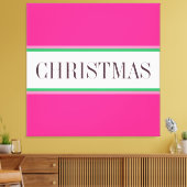 Toile CHRISTMAS Texte Festif Bright Pink White Stripes (Insitu(Salon))