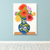 Toile Chrysanthèmes dans un vase chinois bleu (Insitu (Plancher de Bois))