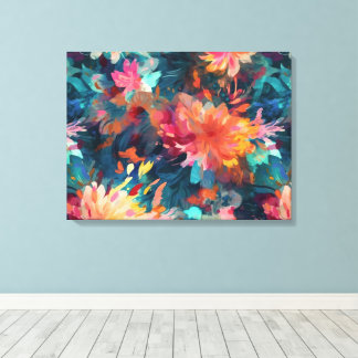 Toile Chrysanthèmes Géants Floraux Abstraits Peints