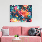 Toile Chrysanthèmes Géants Floraux Abstraits Peints (Insitu(Salon))