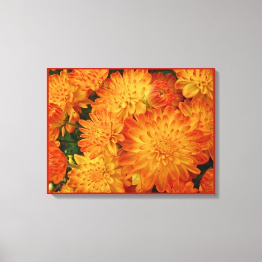 Toile Chrysanthèmes orange Fire (Recto)