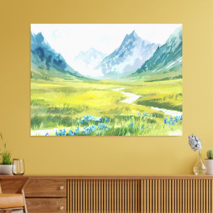 Toile Chuchotement alpin – Prairie au pied des cimes