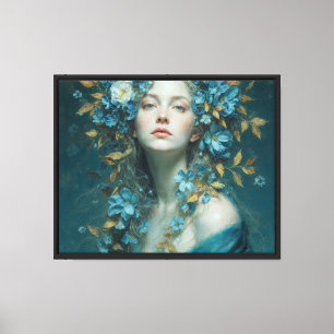Toile Chuchotement de la Nuit – Déesse Florale Bleue