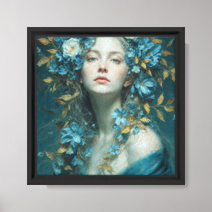 Toile Chuchotement de la Nuit – Déesse Florale Bleue