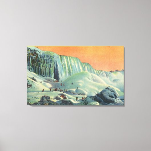 Toile Chutes américaines en hiver avec coucher de soleil (Recto)
