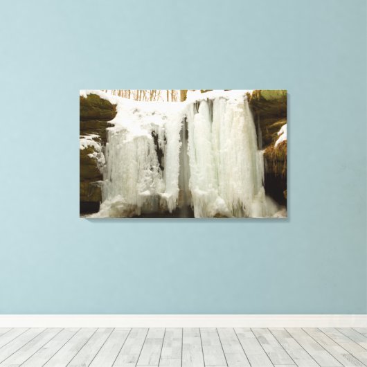Toile Chutes Dundee en hiver, Ohio (Insitu (Plancher de Bois))