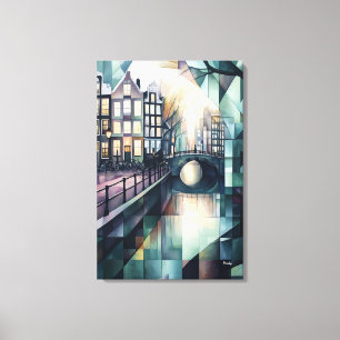 Toile Ciel abstrait géométrique d'Amsterdam avec canal