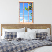 Toile Ciel bleu et Feuille 3D - Fenêtre d'effet Affichag (Insitu(Chambre))