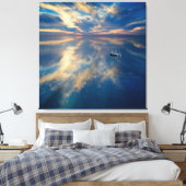 Toile Ciel bleu et nuages blancs au-dessus de la mer (Insitu(Chambre))