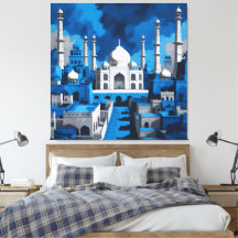 Ciel bleu Taj Mahal art AI