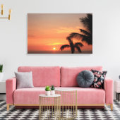 Toile Ciel de coucher de soleil hawaïen orange avec palm (Insitu(Salon))
