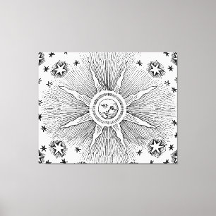 Toile Ciel Nocturne Antique Étoiles Solaires Zodiaque Mé